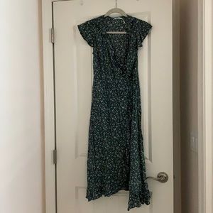 Kimchi Blue Green Floral Wrap Dress
